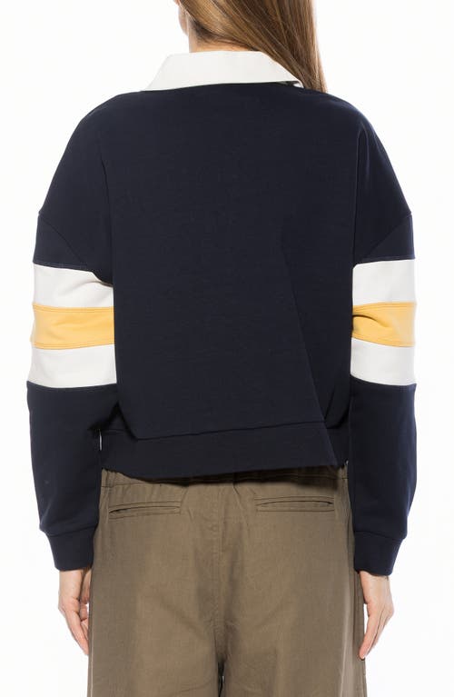 Alexia Admor Lucian Branded Rugby Polo Sweatshirt In Multi