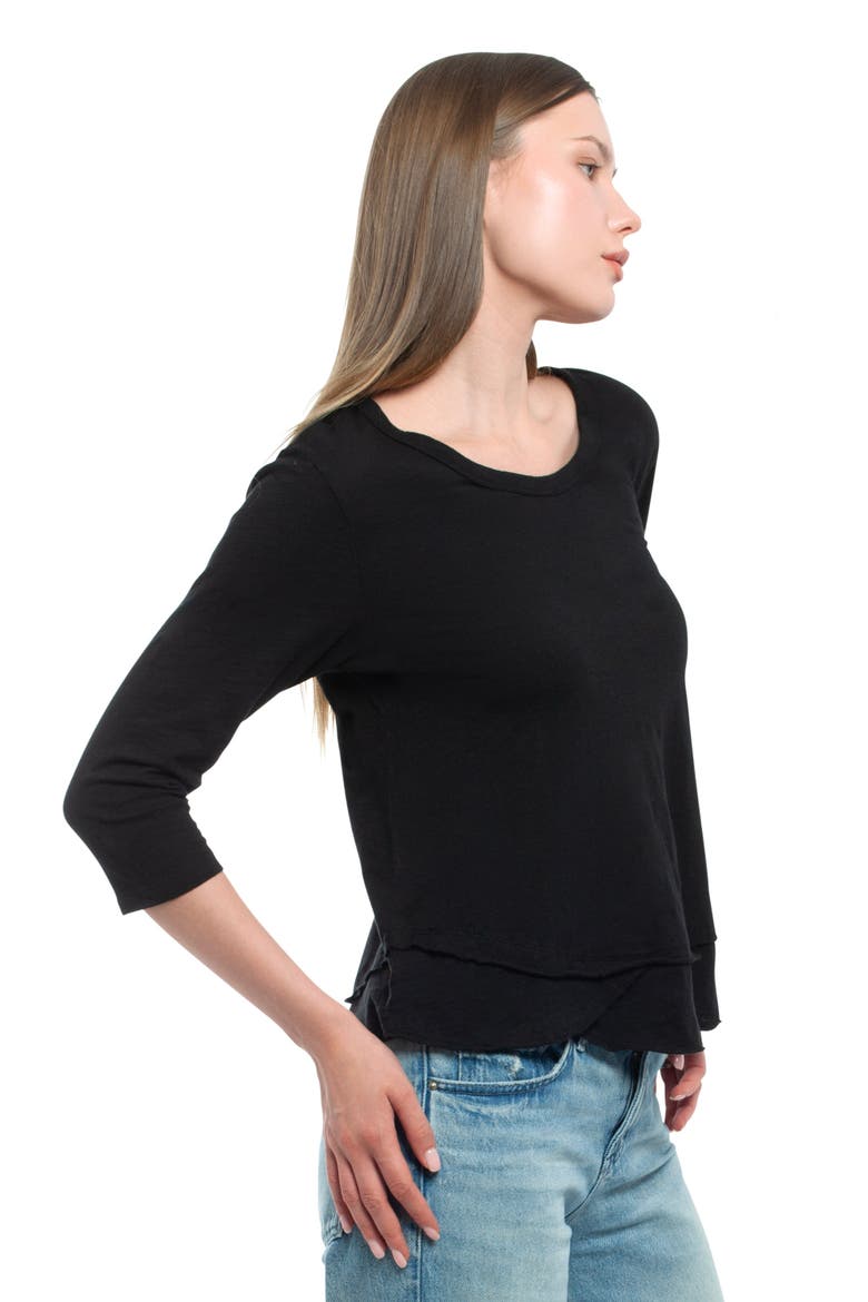 Shrunken Crew 3/4 Sleeve Mock Layer Tee, Alternate, color, Pink a Boo