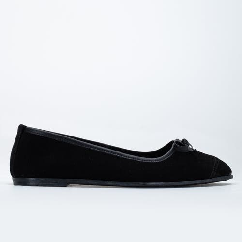 Forever & Always Shoes Brooklyn Leather Ballerina Flats In Black Suede Leather