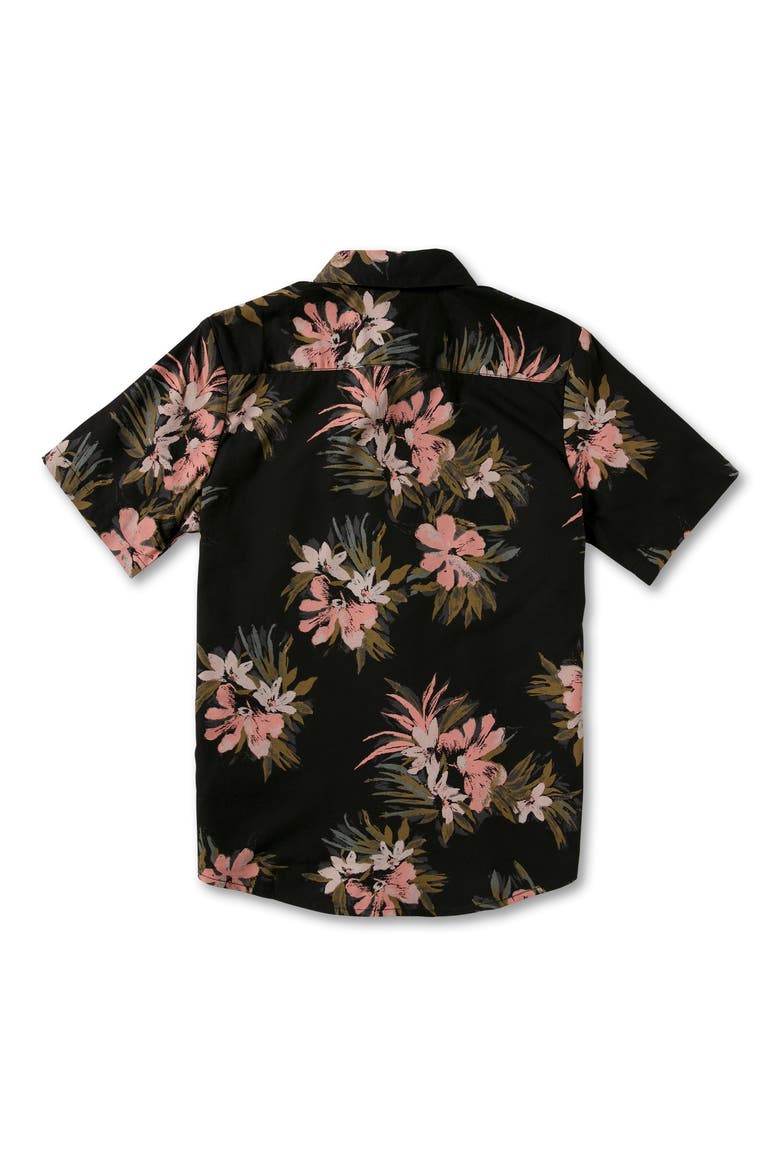 Kids' Floral Button-Up Shirt, Alternate, color, BLACK