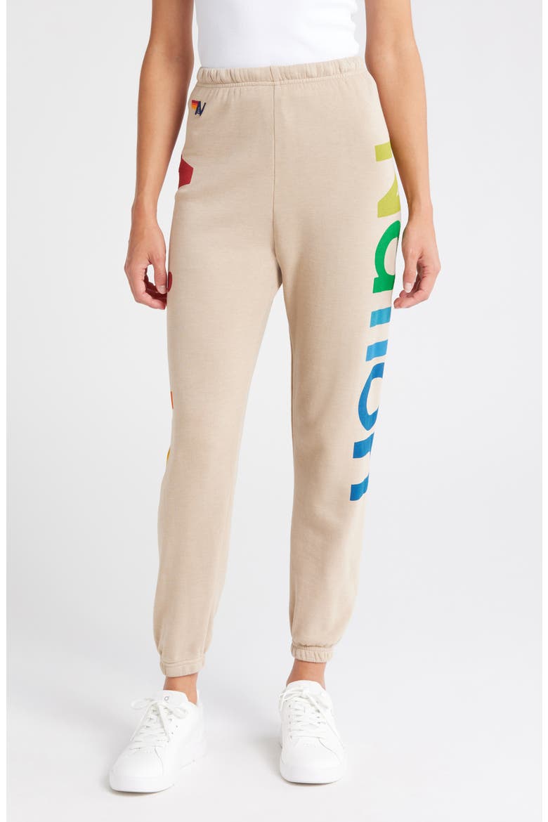 Rainbow Logo Sweatpants, Main, color, SAND