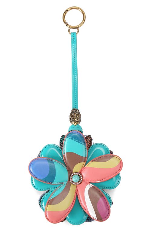 Kurt Geiger London Flower Bag Charm In Aqua Multi