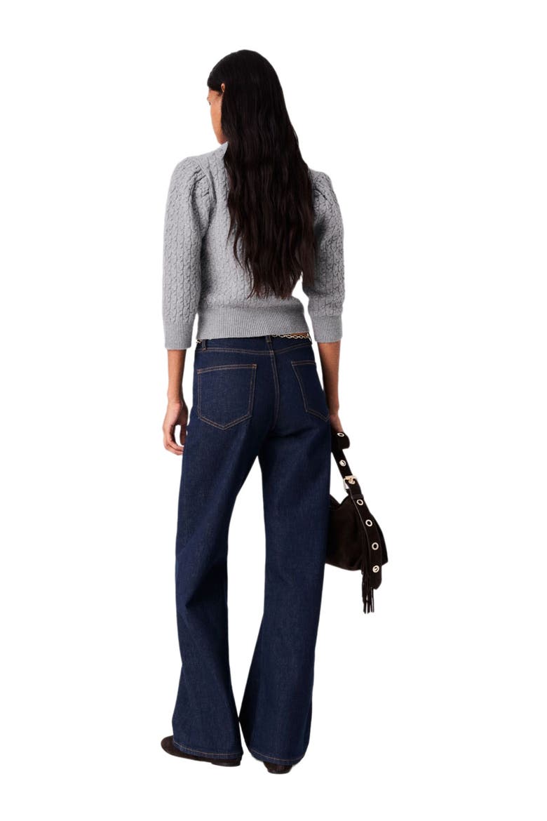Removable poplin collar sweater, Alternate, color, Light grey