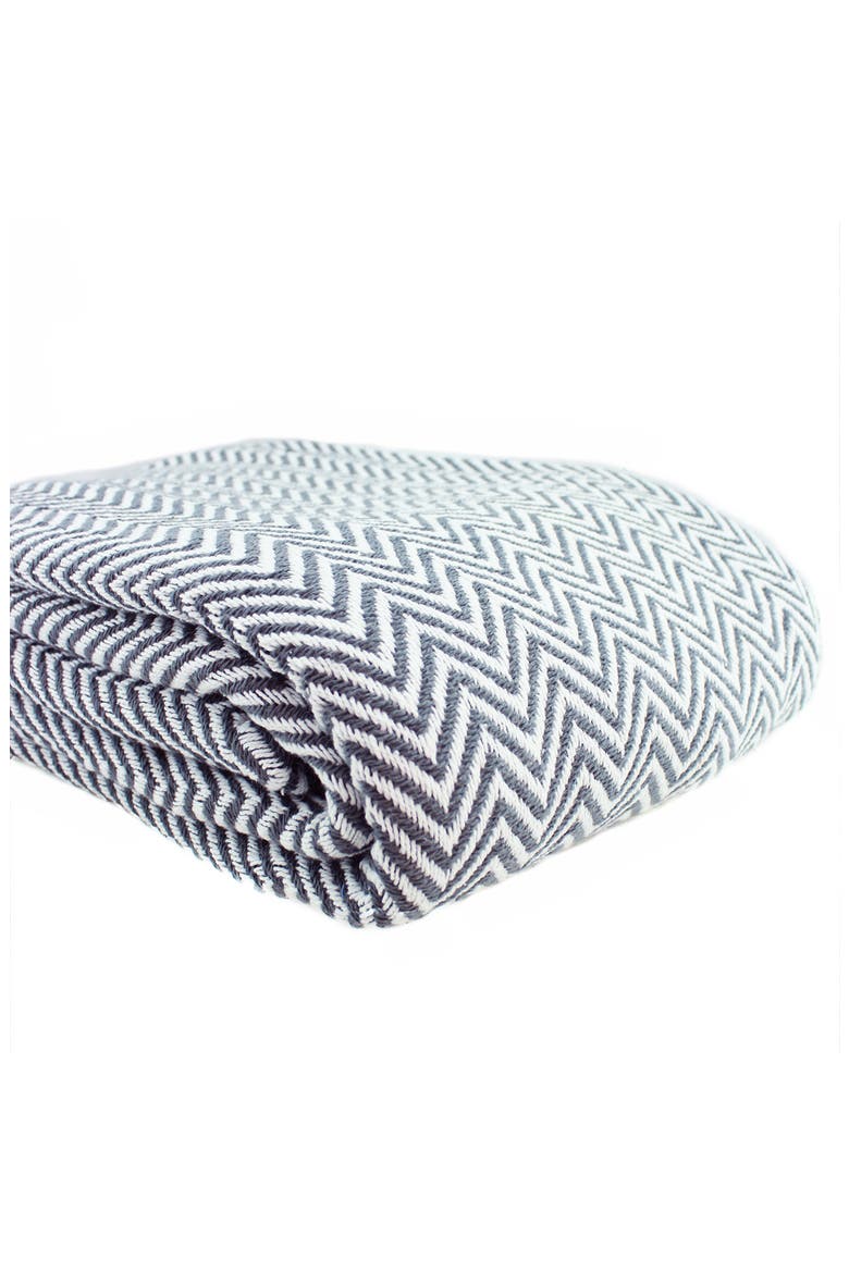 Cotton Herringbone Blanket, Main, color, GREY