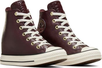 Converse Women s Chuck Taylor All Star Classic Wedge Leather for Brown High Top Sneakers 5.5