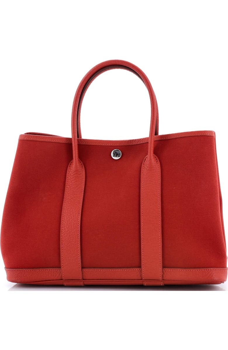 Pre-Owned Hermes Garden Party Tote Toile and Leather 30, Main, color, Rouge Duchesse