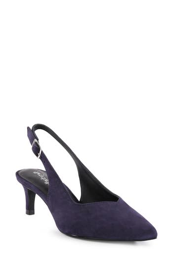 Seychelles Candlelight Slingback Pointed Toe Kitten Heel Pump In Blue