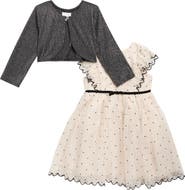 BLUEBERI boulevard Kids' Flock Mesh Dress & Shrug Set