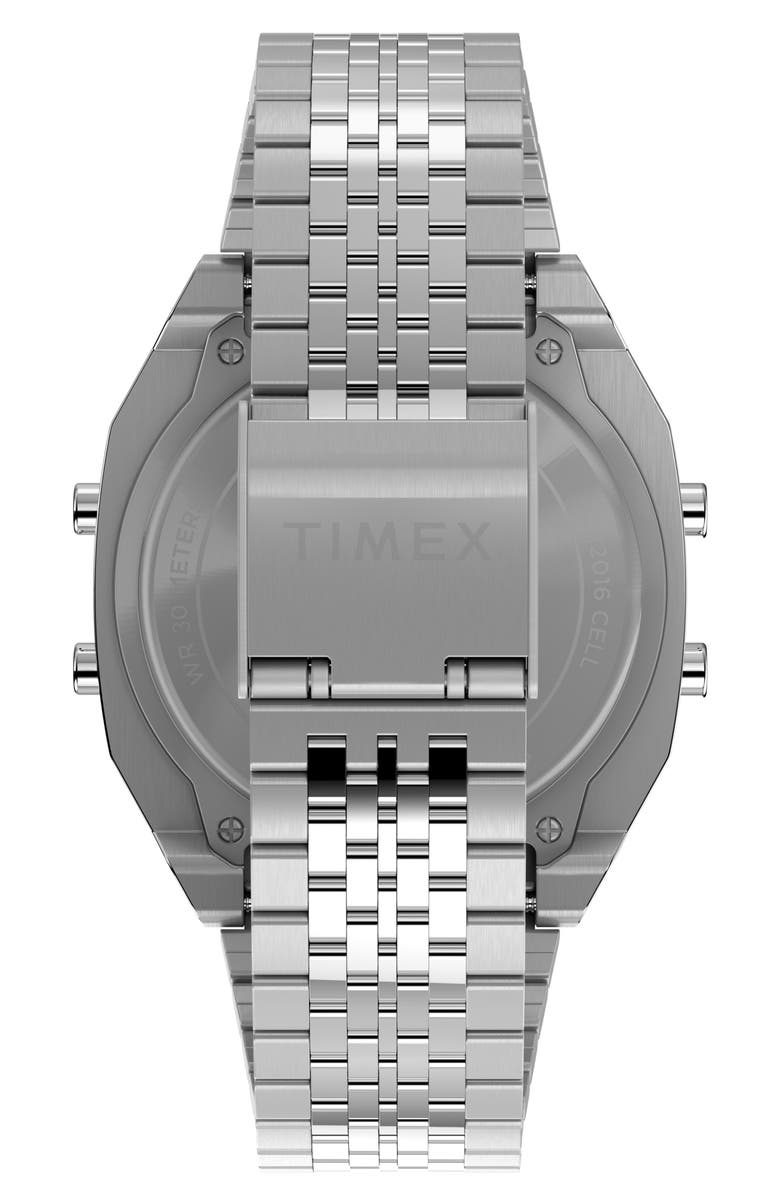 Timex<sup>®</sup> T80 Digital Chronograph Bracelet Watch, 36.5mm, Alternate, color, Silver