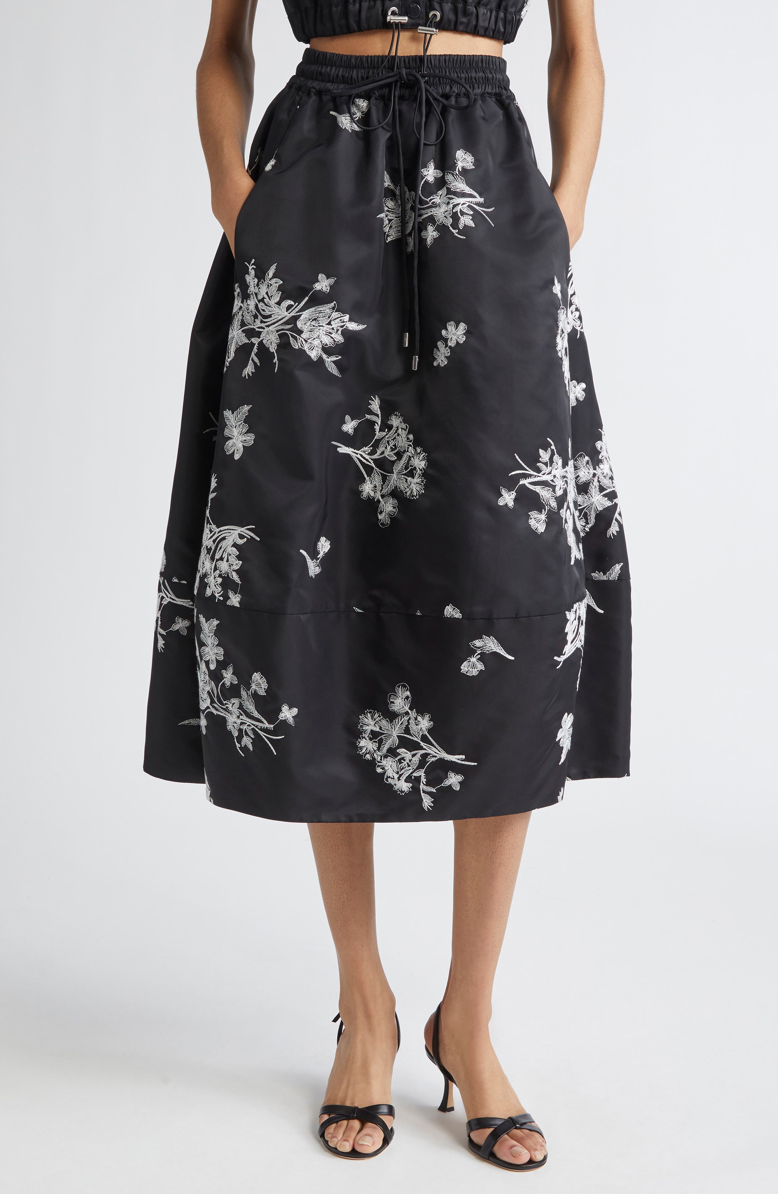 Wildflower Whimsy Embroidered Drawstring Skirt