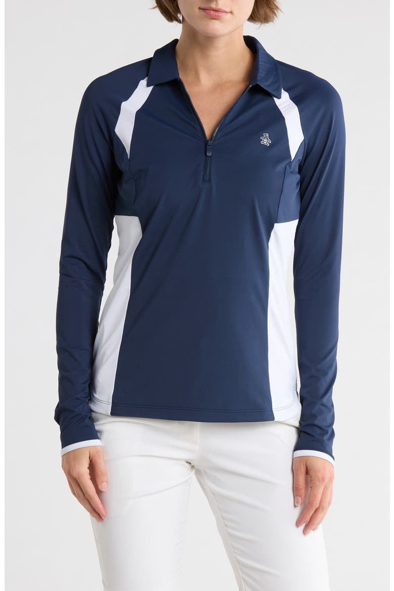 Colorblock Half Zip Polo, Main, color, BLACK IRIS