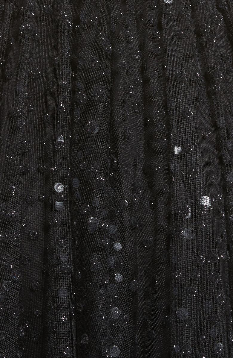 CO Sparkle Dot Tulle Midi Dress, Alternate, color, Black