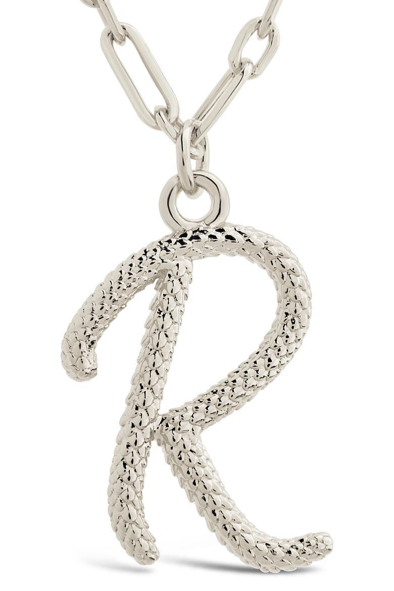 Textured Initial Charm Pendant Necklace, Alternate, color, SILVER-R