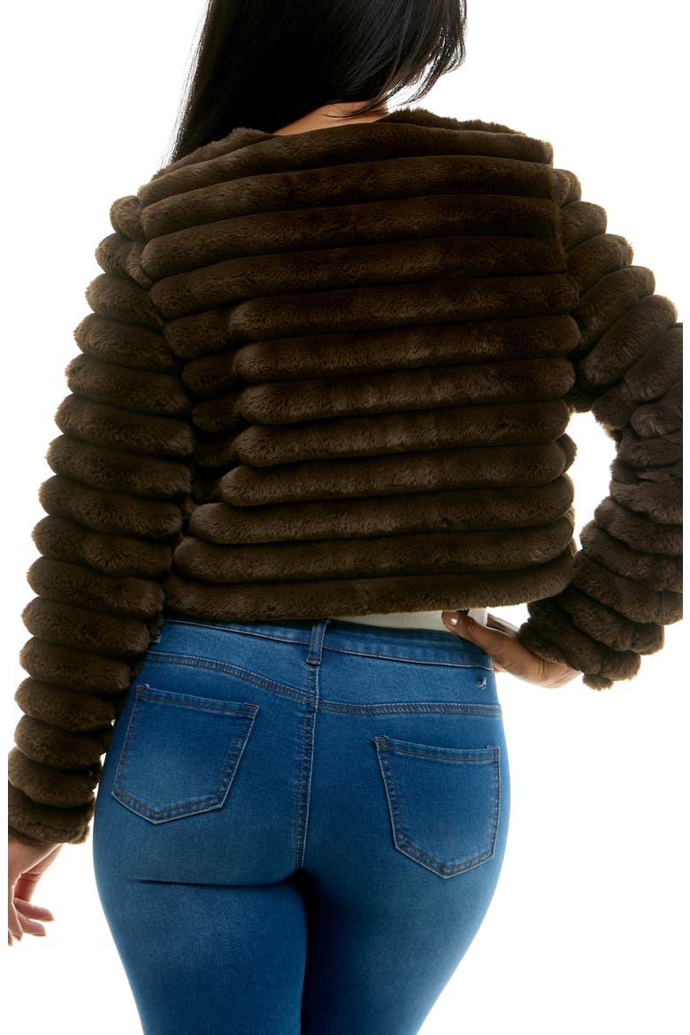 Faux Fur Long Sleeve Bolero, Alternate, color, MOCHA