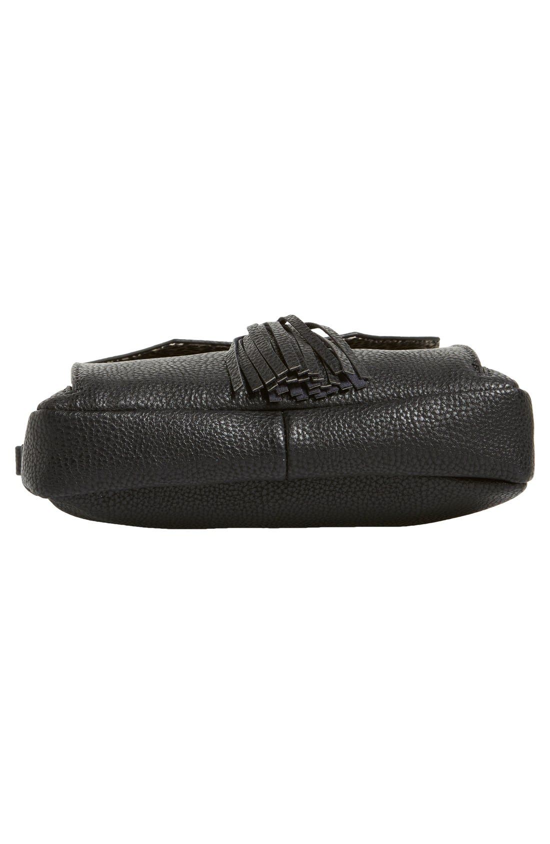 Tassel Faux Leather Crossbody Bag, Alternate, color, BLACK