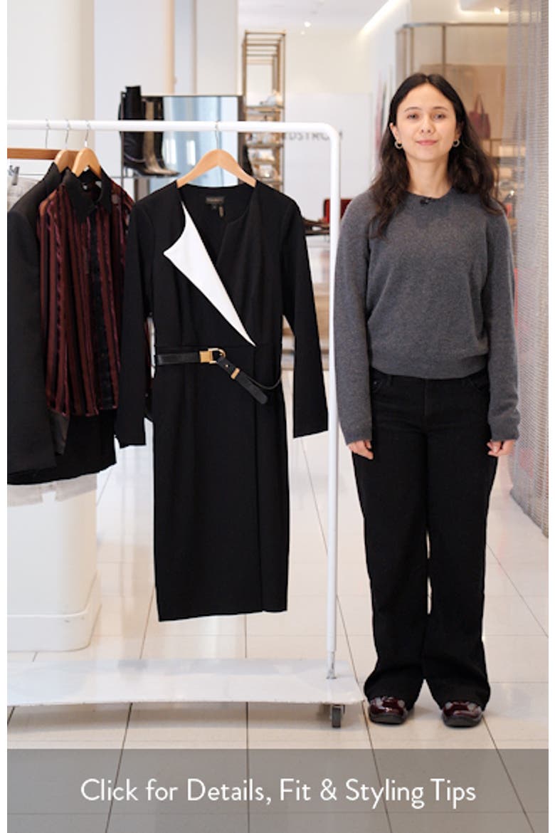 donna karan women's collared long-sleeve a-line dress Long Sleeve Faux Leather Midi Shirt Dress