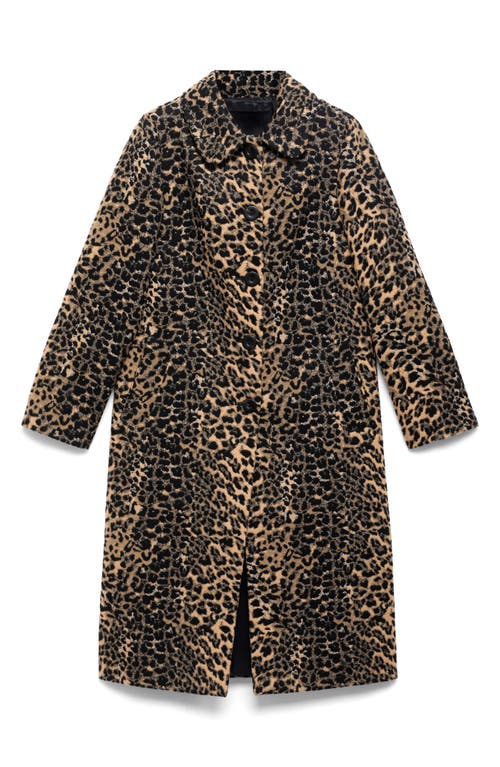 Mango Leopard Metallic Coat In Brown