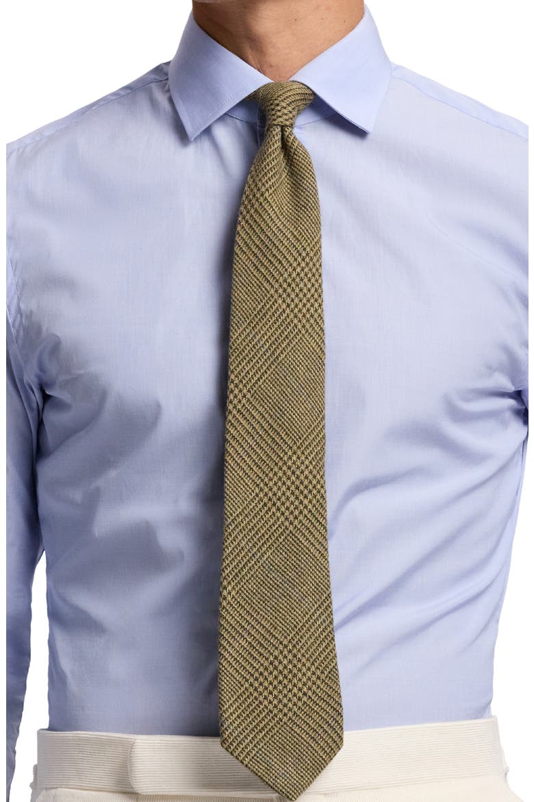 Overcheck Glen Plaid Linen Tie, Alternate, color, ARTICHOKE GREEN MULTI