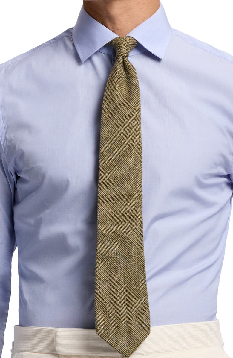 Ralph Lauren Purple Label Overcheck Glen Plaid Linen Tie, Alternate, color, Artichoke Green Multi