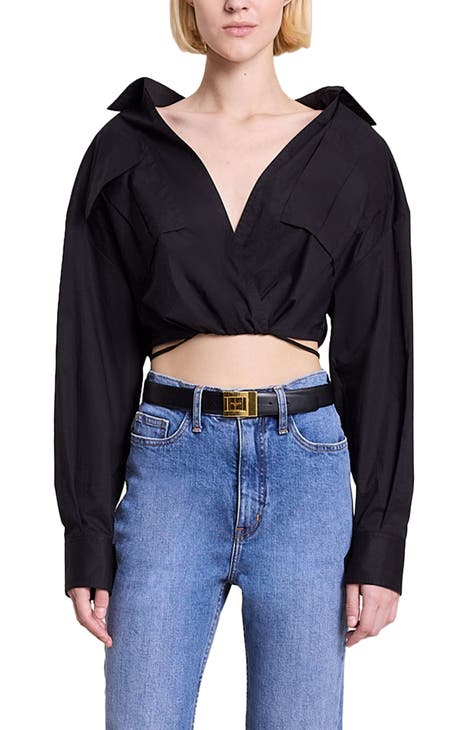 Corbin Surplice Cotton Crop Blouse