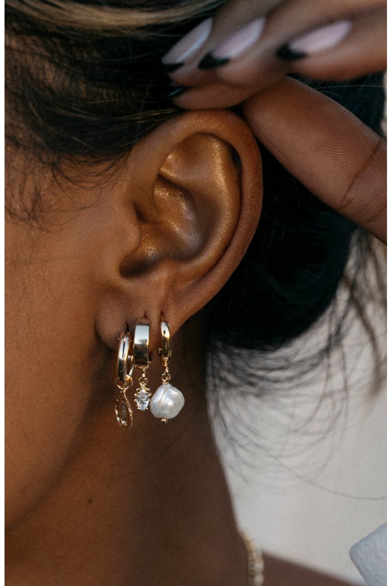 Alexandria 18k Gold Filled Keshi Pearl Drop Earrings, Alternate, color, GOLD
