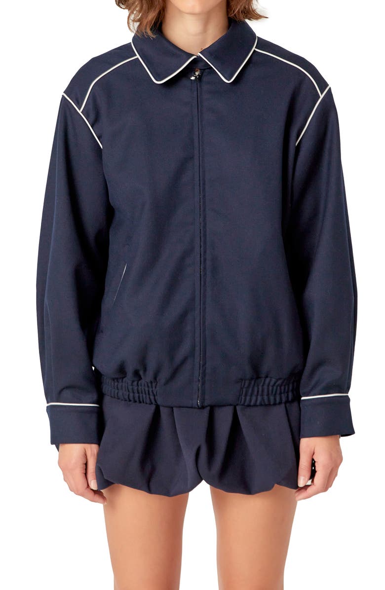 English Factory Contrast Piping Jacket, Alternate, color, Navy