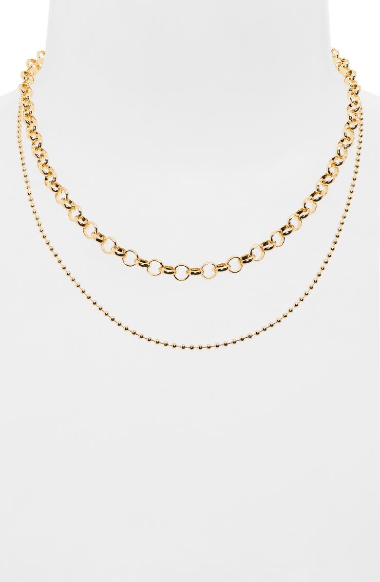 BaubleBar Stack of the Day Set of 2 Chain Necklaces, Alternate, color, Gold