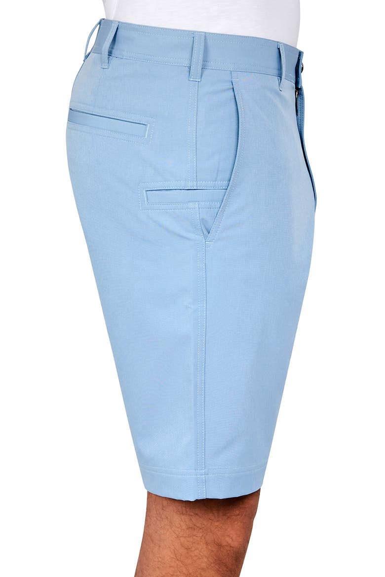Regular Fit Solid Recycled Performance Flat Front Golf Shorts, Alternate, color, BLUE