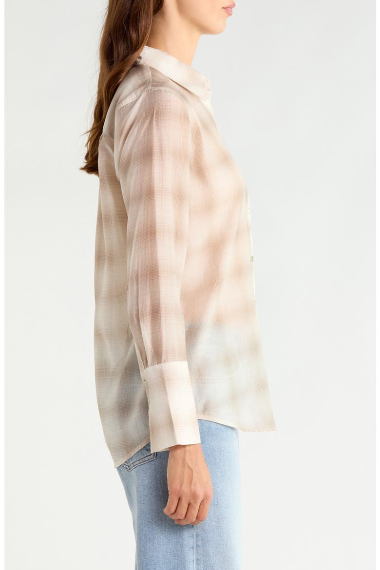 Bishop Plaid Button-Up Shirt, Alternate, color, MINK VANILLA