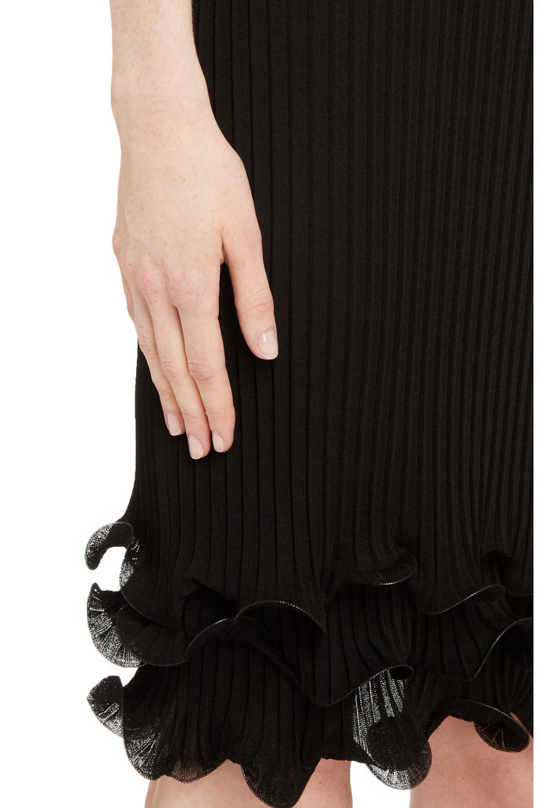 Ribbed Ruffle Hem Dress, Alternate, color, BLACK
