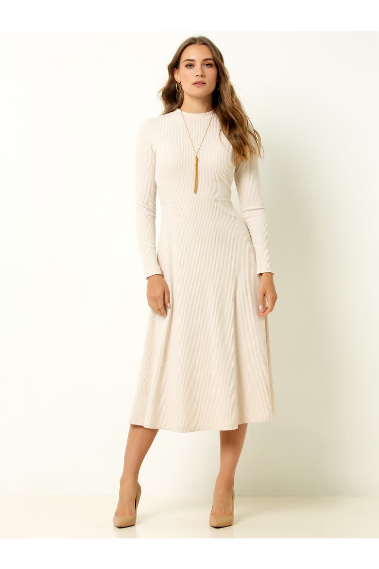 Ribbed Midi Dress, Main, color, Cream
