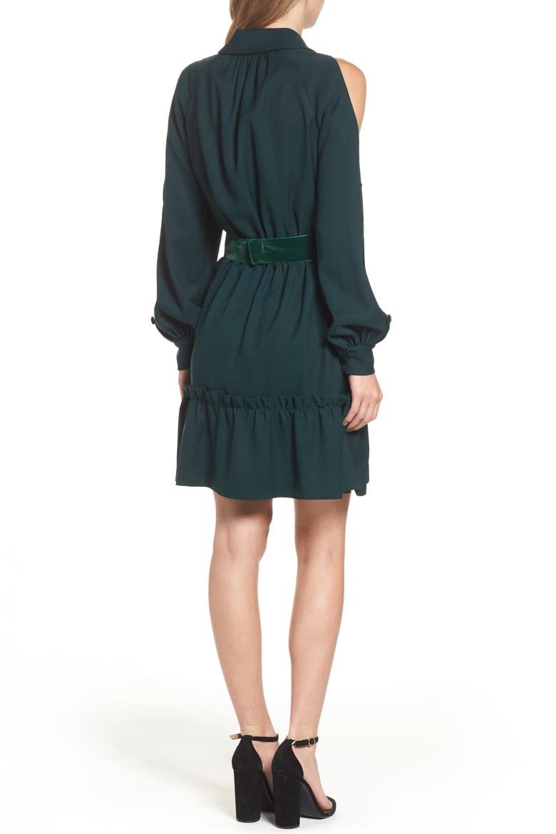 Cold Shoulder Shirtdress, Alternate, color, GREEN