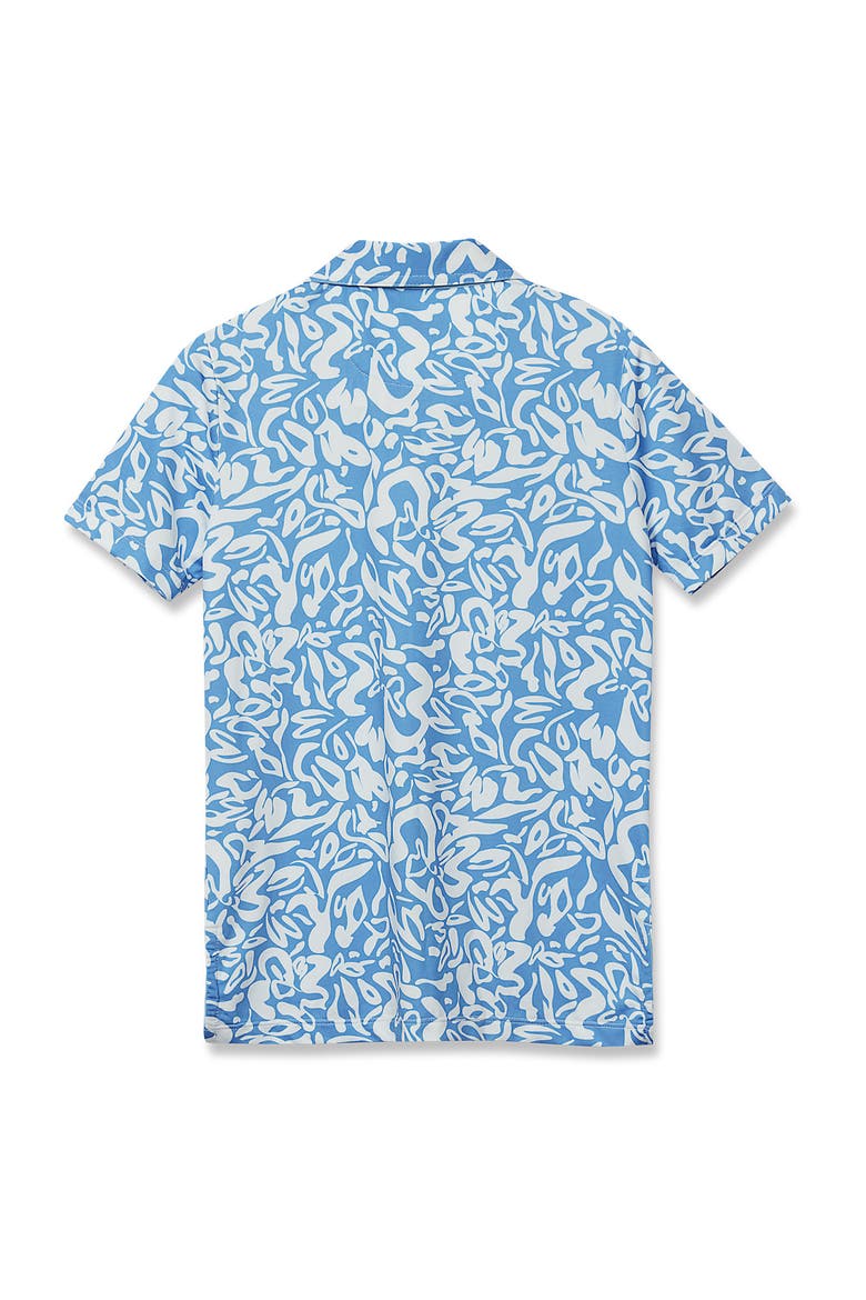 Boys Short Sleeve Performance Polo, Alternate, color, Blue Tropical Floral