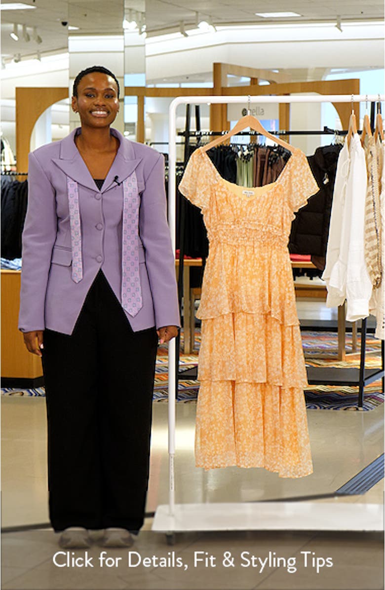 Floral Print Pleated Tiered Midi Dress, sales video thumbnail