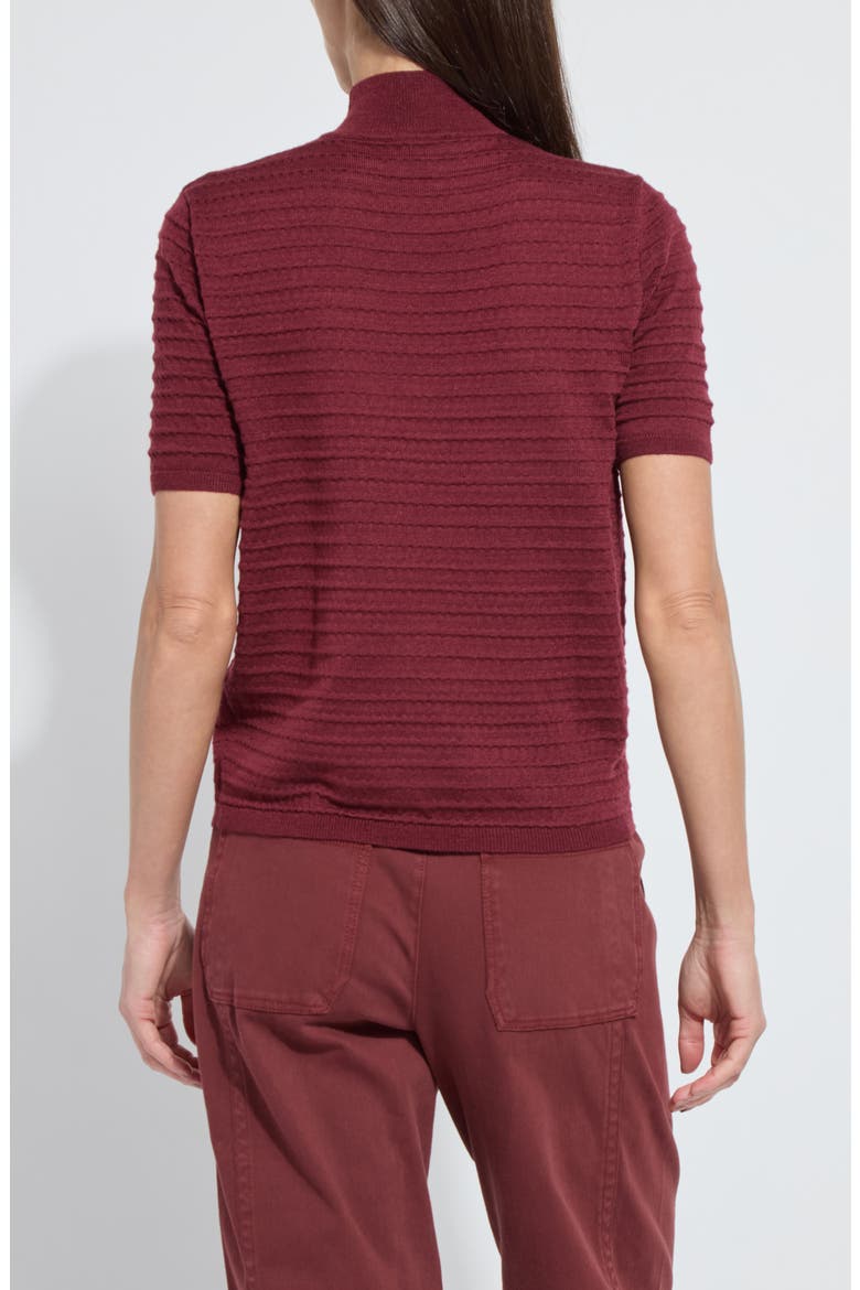 Lottie Mock Neck Short Sleeve Sweater, Alternate, color, BRNT MAH
