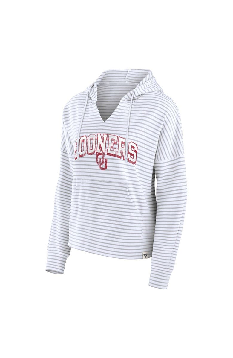 FANATICS Women's Fanatics Branded White Oklahoma Sooners Striped Notch Neck Pullover Hoodie, Alternate, color, White