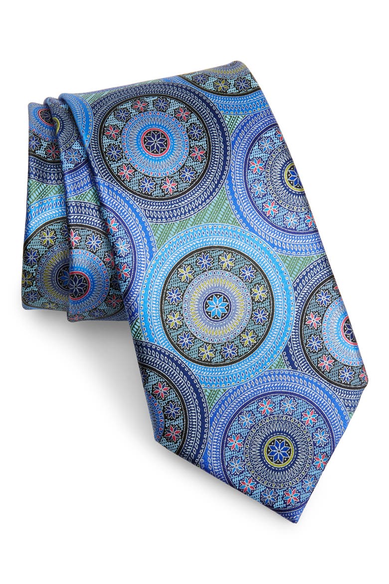 Ermenegildo Zegna Quindici Medallion Silk Tie, Main, color, GREEN