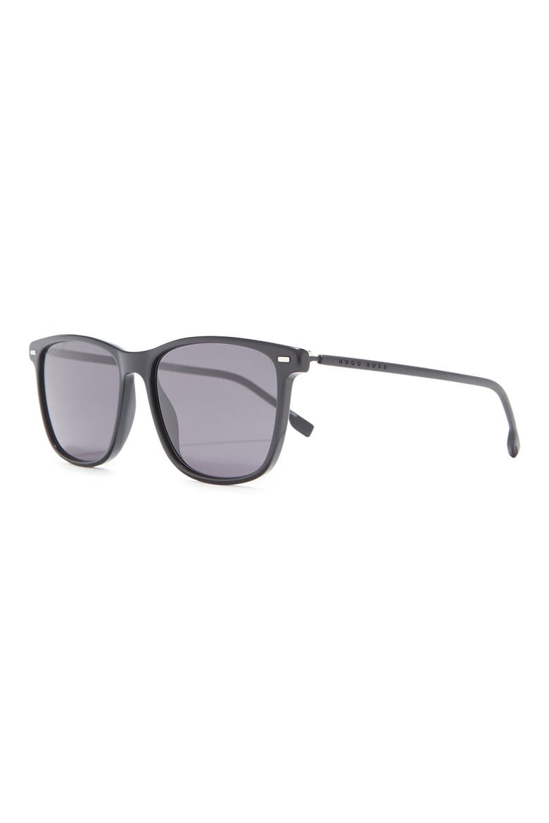 Hugo Boss 56mm Square Sunglasses, Alternate, color, BLACK / GREY BLUE