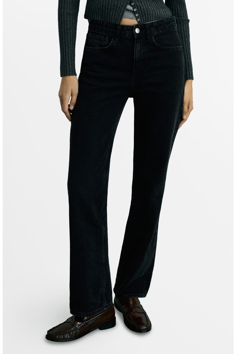 Matilda Mid Rise Straight Leg Jeans, Main, color, BLACK DENIM
