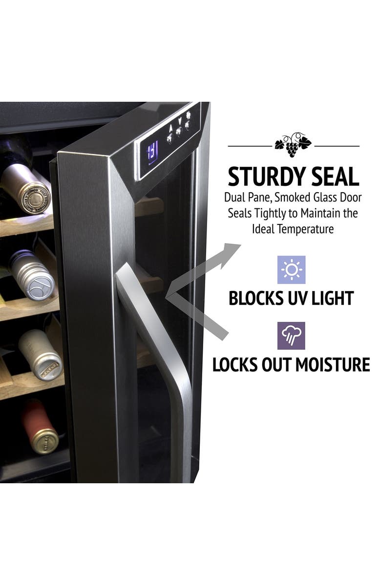 Ivation 8 Bottle Thermoelectric Wine Cooler, Quiet Freestanding Wine Fridge, Alternate, color, Silver