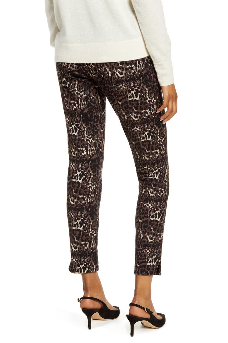 Leopard 7/8 Ponte Leggings, Alternate, color, BROWN