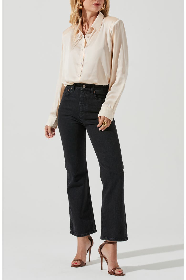 Satin Button-Up Shirt, Alternate, color, CREAM