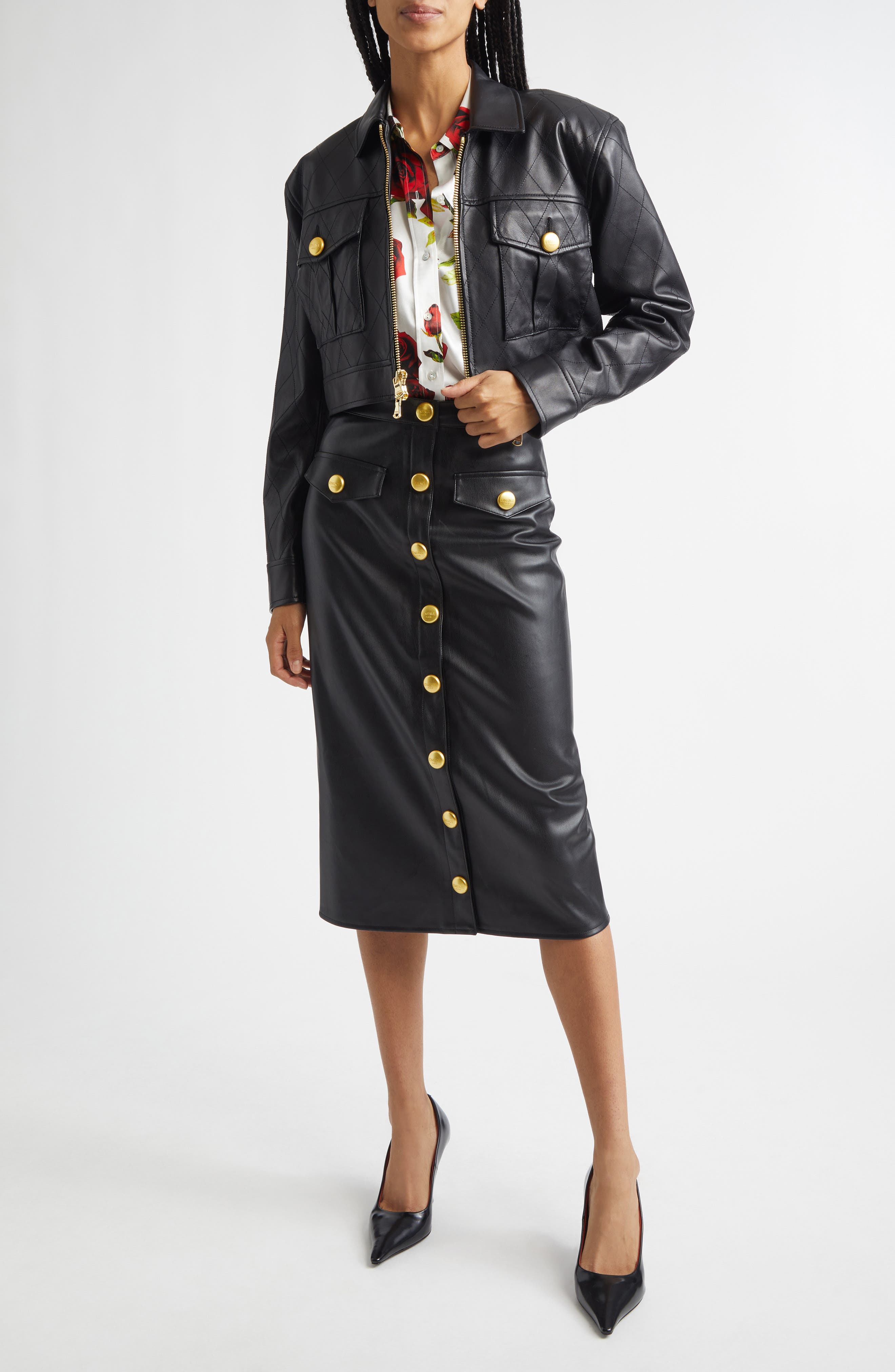 Micah Quilted Leather Crop Jacket - image 2