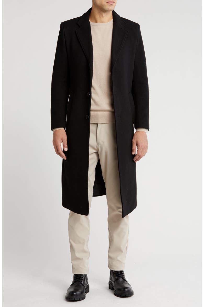 Three Button Knee Length Coat, Main, color, BLACK