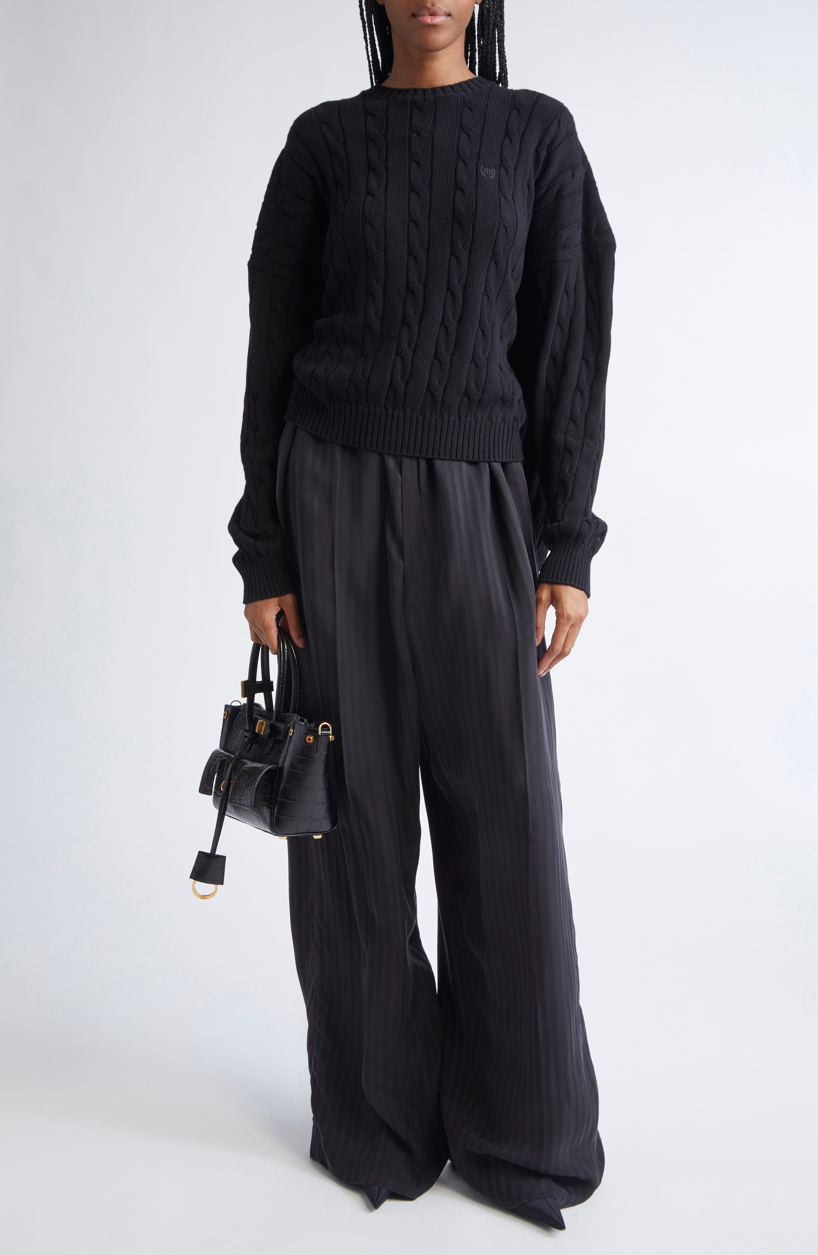 Cotton Cable Knit Sweater - image 2