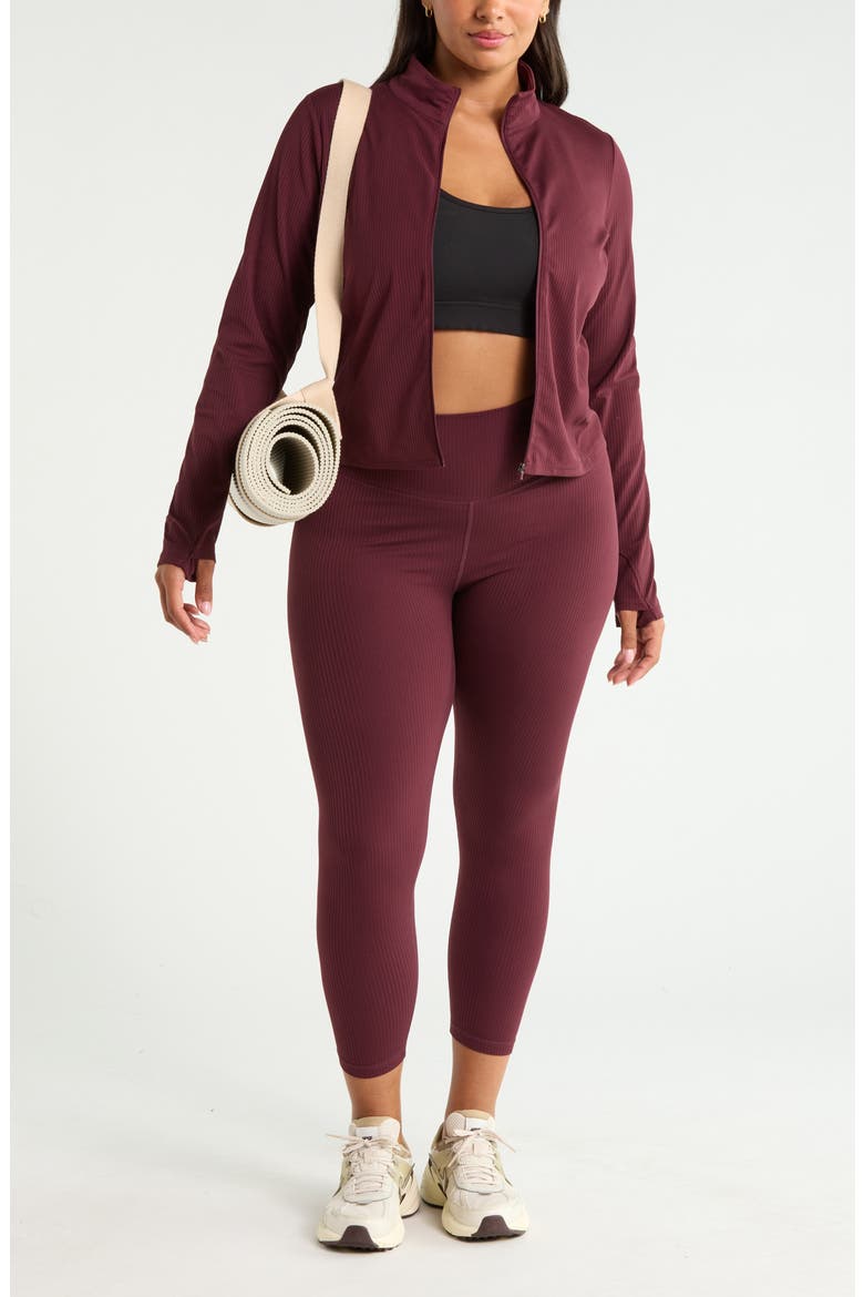 Thrive Ribbed High Waist 7/8 Legging, Alternate, color, BURGUNDY STEM