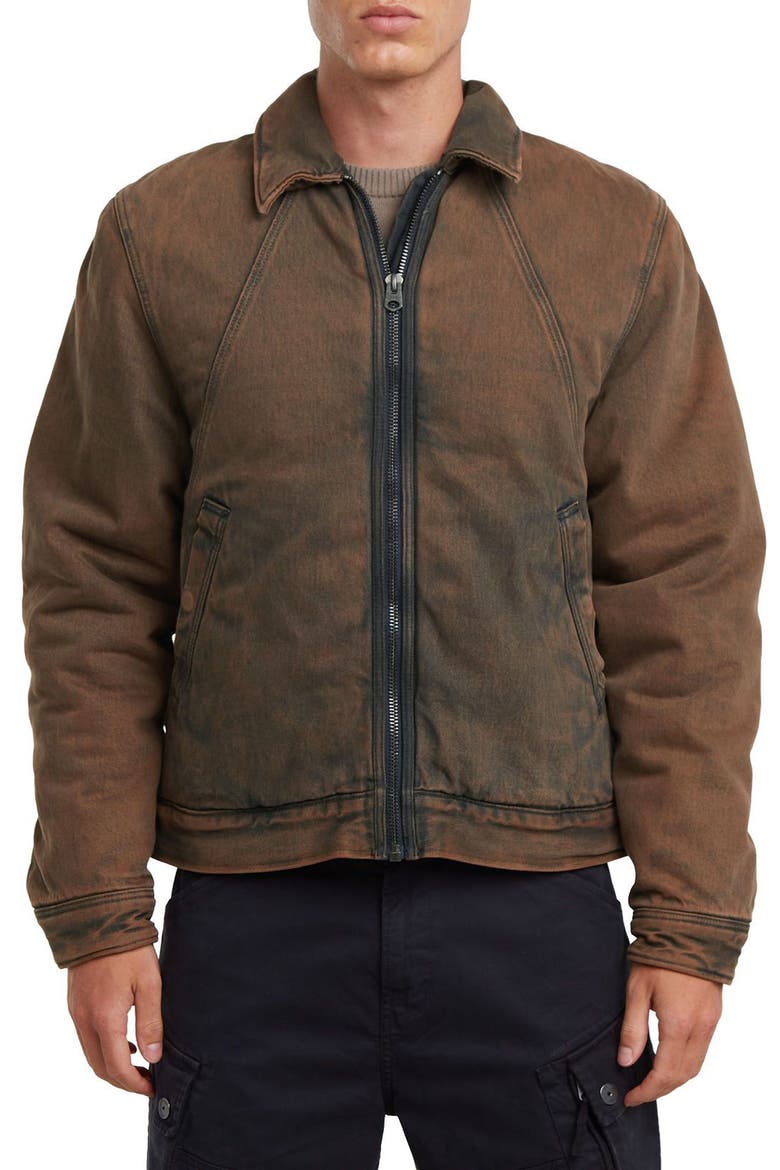 A-Line Padded Coach's Jacket, Main, color, WORN IN PECAN BROWN