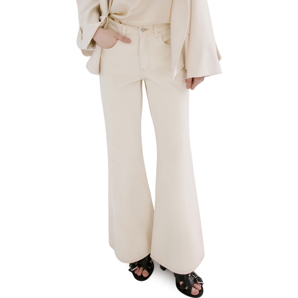 Mango Mid Rise Flare Jeans In Sand