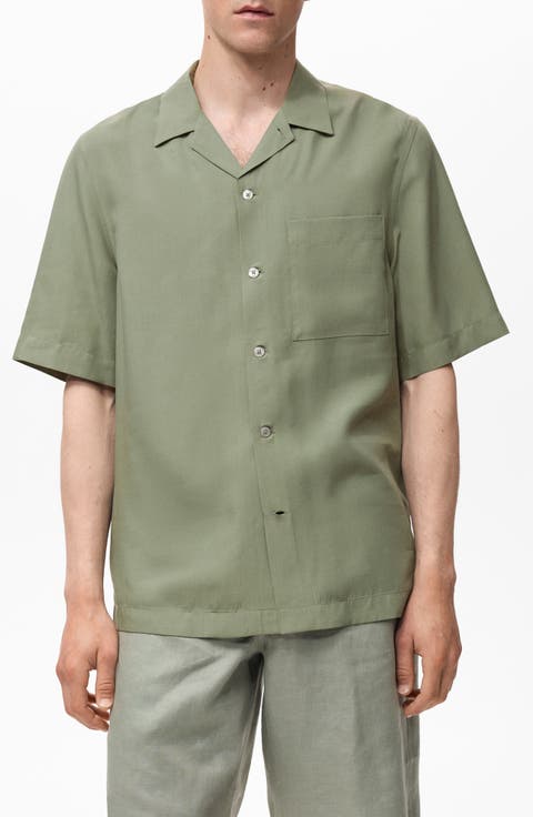 Regular Fit Short Sleeve Tencel™ Lyocell Button-Up Shirt