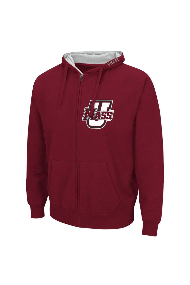 Men's Colosseum Maroon UMass Minutemen Arch & Logo 3.0 Full-Zip Hoodie, Alternate, color, Maroon